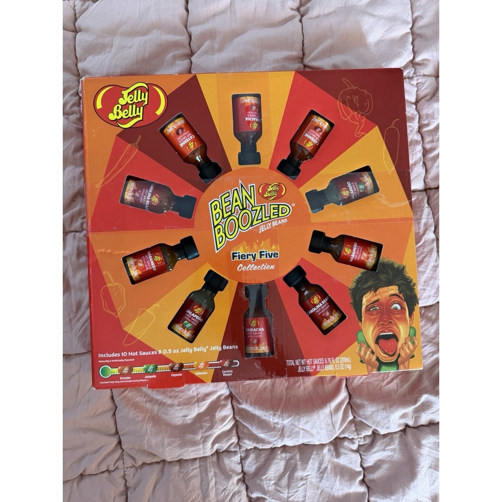 Jelly Belly Bean Boozled Fiery Five Collection 10 Hot Sauces & .5 oz Jelly Beans